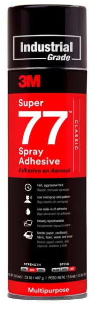 3M Super 77 Classic Spray Adhesive, Clear, Net Wt 16.5 oz, 12/case (Case of 12)