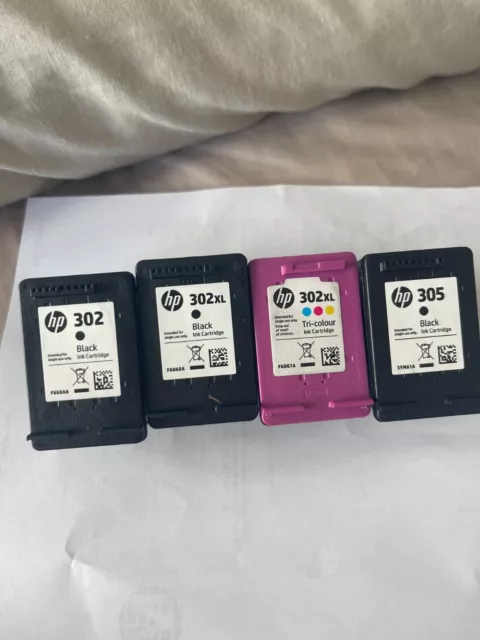 4 Empty Original HP 302XL/302/305 Used Printer Ink Cartridges Black/Tri Colour