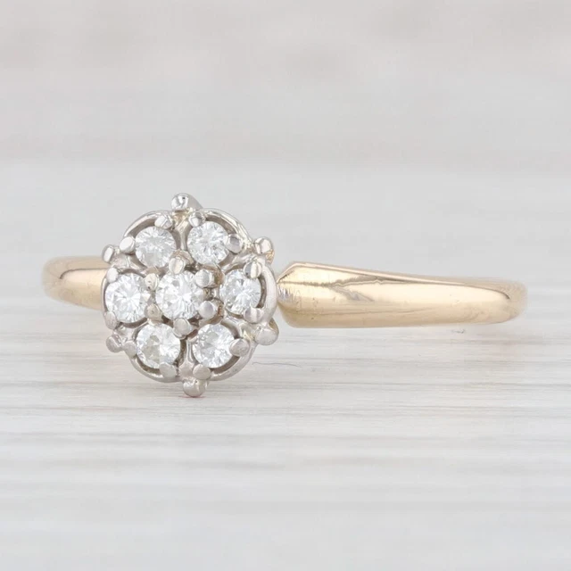 Vintage 0.20ctw Diamant Haufen Verlobung Ring 14k Gold Größe 8