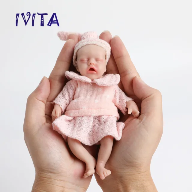 Mini muñeca de silicona de 5,5"" hecha a mano de silicona completa renacida para dormir bebé niña