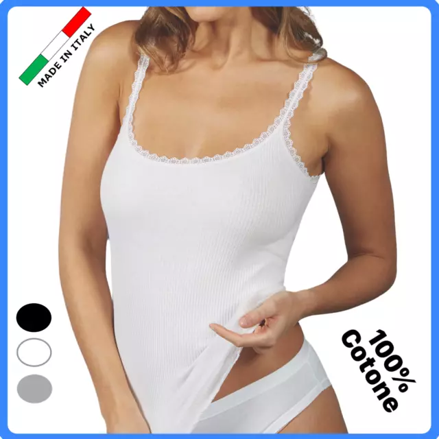 Canottiera intima donna COTONE puro Canotta elegante spalla stretta COSTINE da