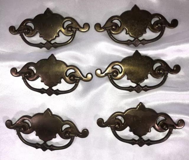 Drawer Pulls Brass Batwing 4.5" Lot of 6