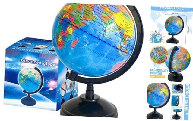 6'' Geographic World Globe for Kids,Educational World Globe with