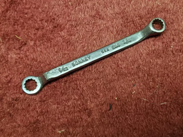 Vintage Bonney 1/4" x 9/32" Double Box End Wrench 12 Point E44, USA #2