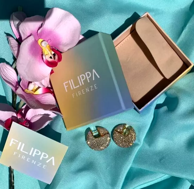 FILIPPA FIRENZE  1 Paar Lunatic Ohrringe mit funkelnden Kristallen gold  NEU OVP