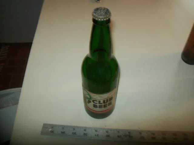Accra Brewing Company Ghana  Paper Label Club Beer  11 1/4" Tall Green Bottle