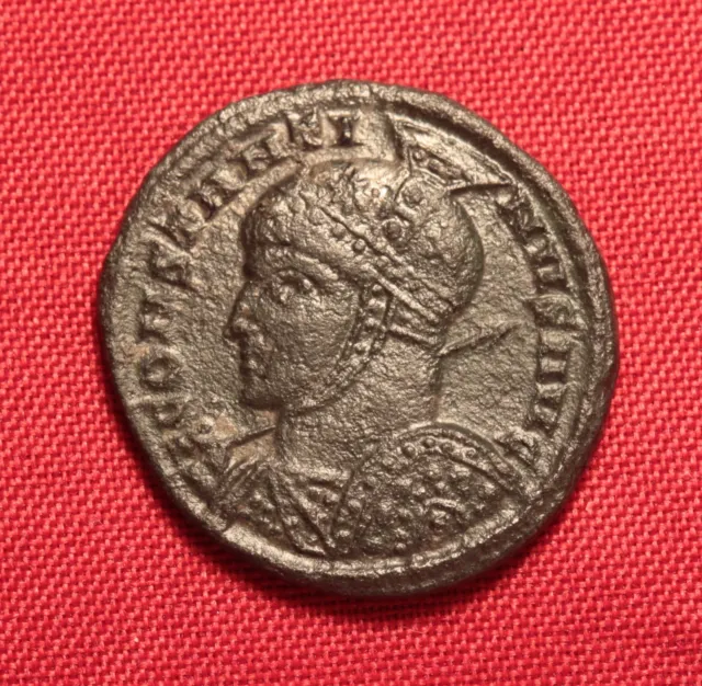 Ancient Roman Constantinus Silvered Bronze AE3 Coin, Rare