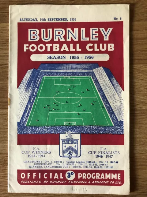 Burnley versus Birmingham City 10th September 1955 Football League Division One