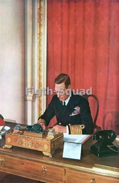 WW2 Picture Photo 1942 King George VI at his desk in naval uniform 8135