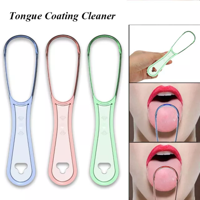 Tongue Scraper Oral Dental Care Plastic Tongue Cleaner Brush Breath Hygiene UK++