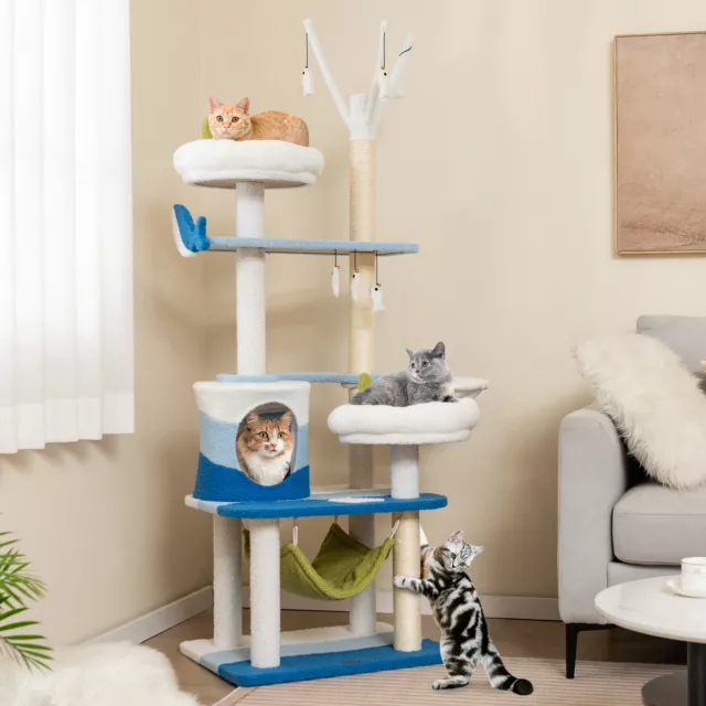 Cat Tree Tower Multi-level Pet Condon House Bed Sisal Scratcher Posts Furniture