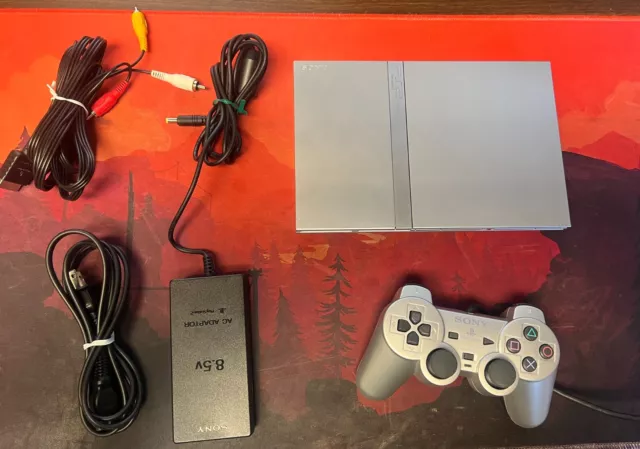 OEM Sony PS2 PlayStation 2 Slim SILVER Console Bundle SCPH-79001