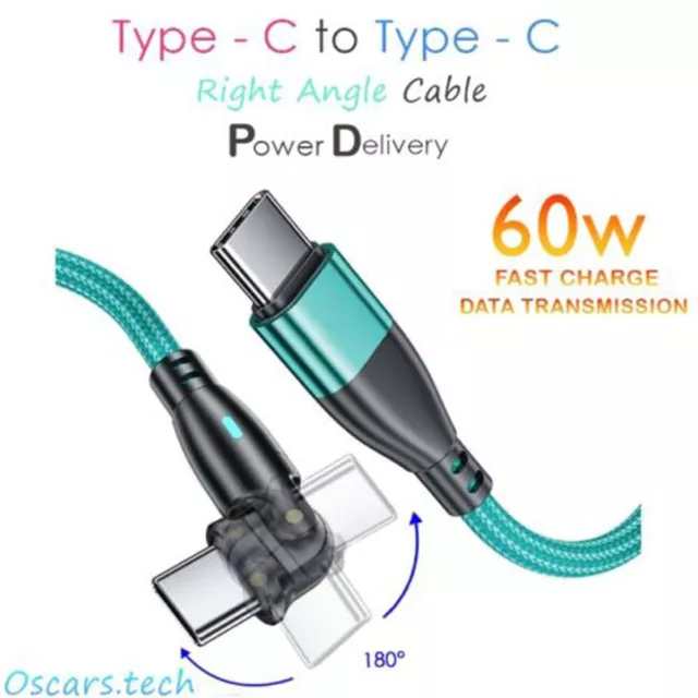 USB-C To Type C Cable PD 60W Fast Charging Cord Data Charger For Samsung 1M 2M