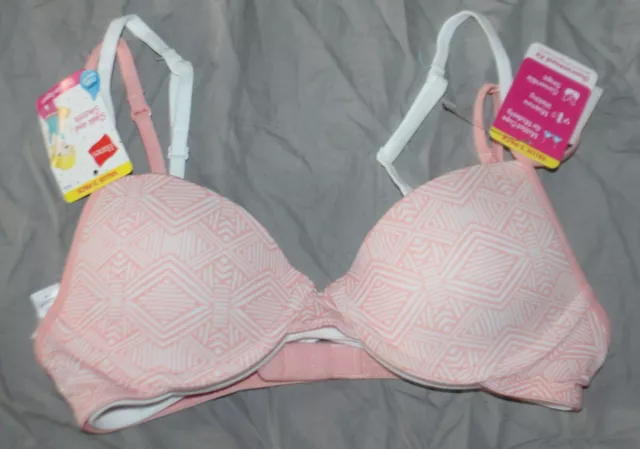 Hanes Girl's Padded Underwire Bra - Value 2-Pack, Indie Pink/White size 34A