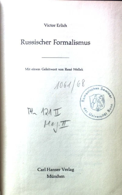 RUSSISCHER FORMALISMUS. LITERATUR als Kunst. Eine Schriftenreihe