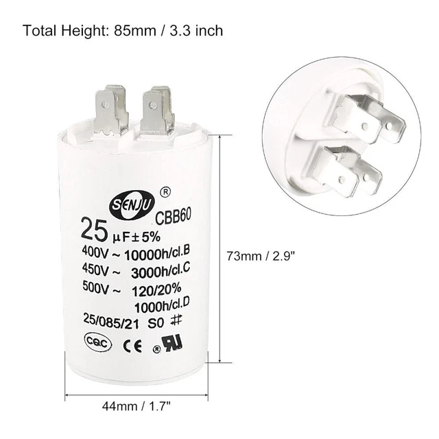 Dark Magneton Condensatore Di Funzionamento Motore 60uF 330Vac, 27L457, Per Pompe E Motori Elettrici - Nuovo, Tipo Quick Connect Motore M57 - Foto 5