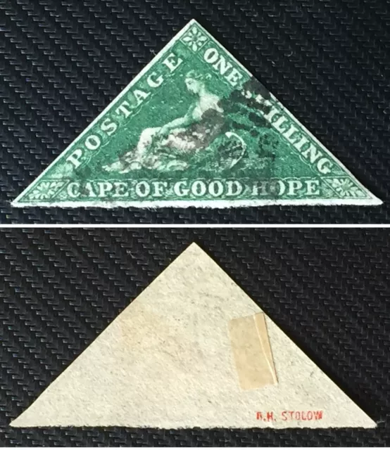 CAPE OF GOOD HOPE 1s TRIANGLE FINE USED FULL MARGIN CERTIFIED STAMP SG#21 C4244