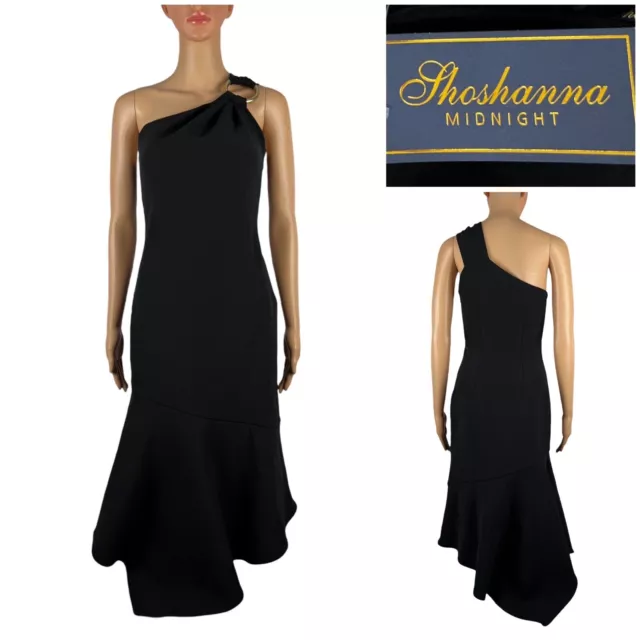 Shoshanna Womens 0 Eonia One Shoulder Dress Midnight Ponte Black Jet NWT $570