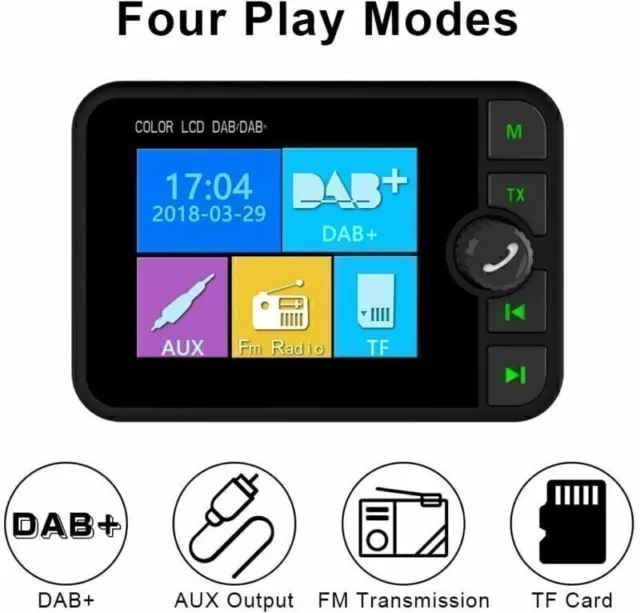 DAB DAB+ Digitalradio Adapter 2 4 Zoll im Auto LCD FM Transmitter USB MP3 .