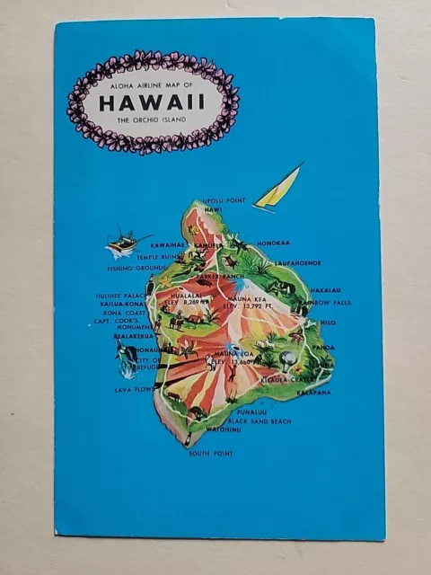 Postcard Hawaii The Orchid Island Aloha Airlines Map Card