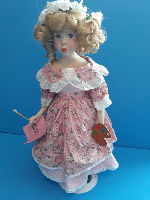 ANNABELLE-PORCELAIN DOLL-Artist w Paint Pallet & Brush-1991-Paradise Galleries