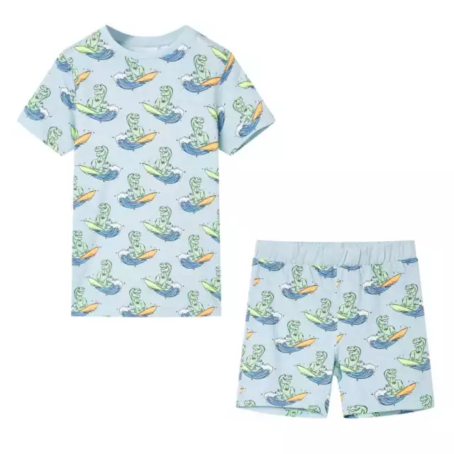 Pyjamas à Manches Courtes pour Enfants Tout-petits Filles Garçons Bleu Clair