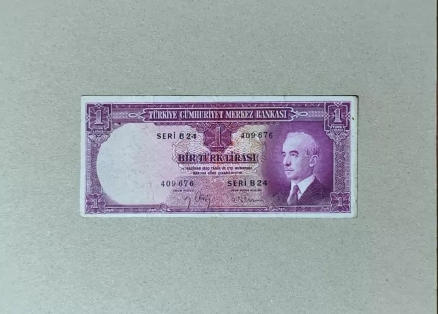 Turkey 1 Turkish Lira RARE Banknote 2. Emission 1942 Pick 135 VF+. Bosphorus