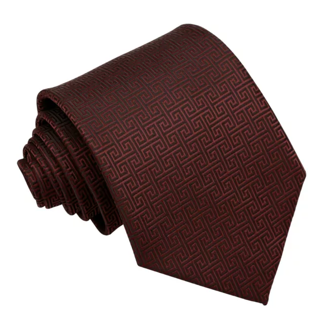 Cravatta da uomo Borgogna in tessuto greco motivo chiave classica cravatta da matrimonio di DQT
