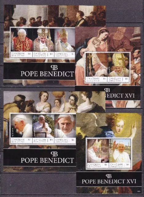 St. Vincent Canouan 2014 Mi. 363-70, Bl. 53-54 ** Pope Papst Benedikt XVI.