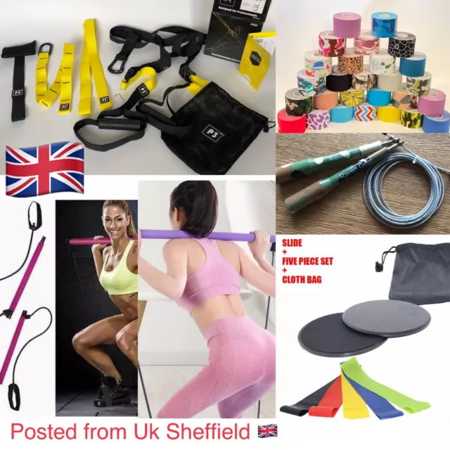 PORTABLE PILATES BAR Kit Home Exercise Stick With Resistance Band Toning  Gym UK £14.99 - PicClick UK