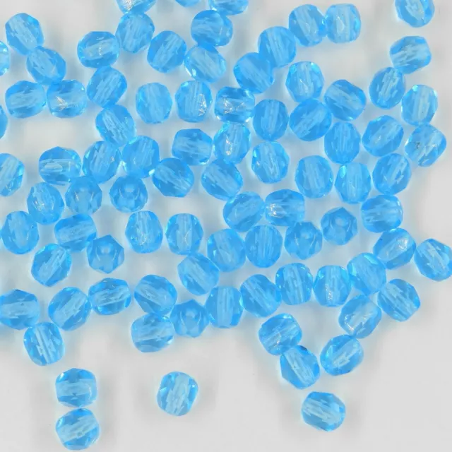 F6 AQ *** 30 perles à facettes verre de Bohême 6MM AQUAMARINE
