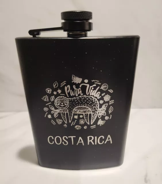 Costa Rica Sloth Flask, Pura Vida!, Personalized, Custom