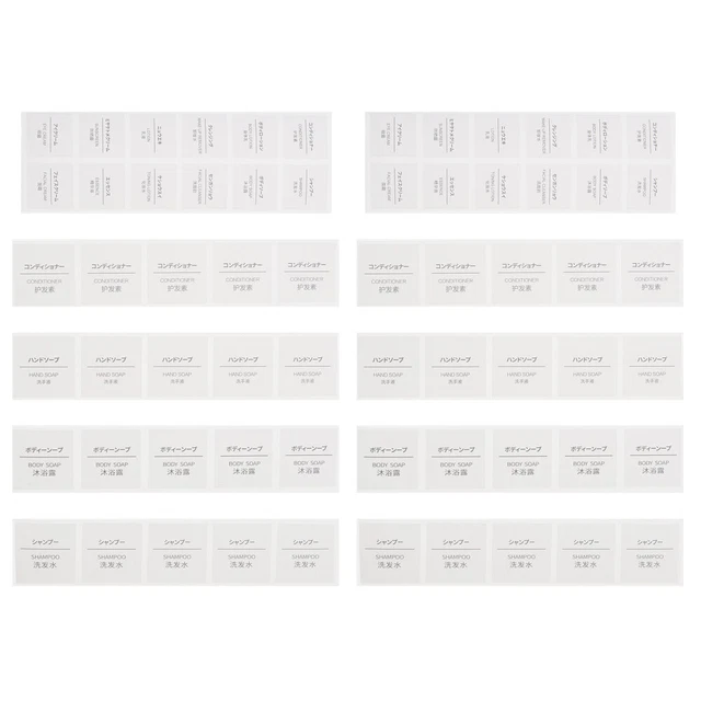 50 fogli etichette bianche impermeabili per dispenser bottiglie shampoo e condit