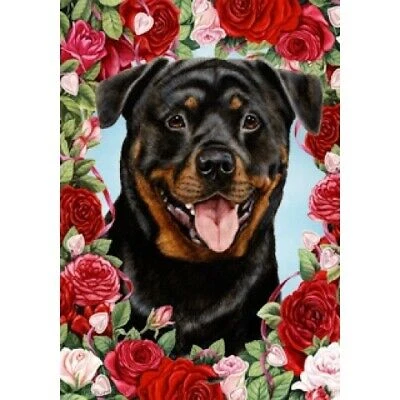 Roses Garden Flag - Rottweiler 190021