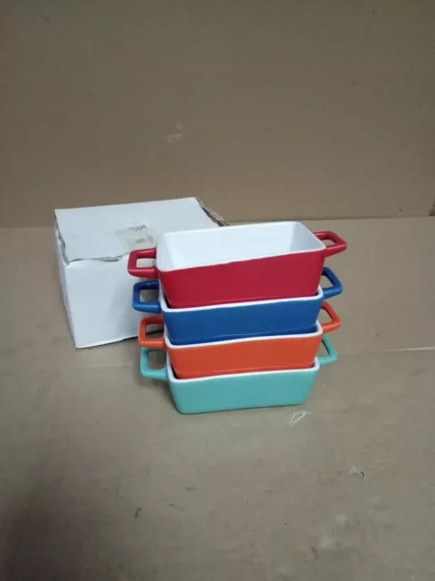 Juego de 4 bandejas de hornear Cerámica Mini gres rectangular a mesa para servir bandeja para hornear E730