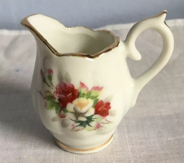 miniature porcelain creamer japanese with roses and gold trim