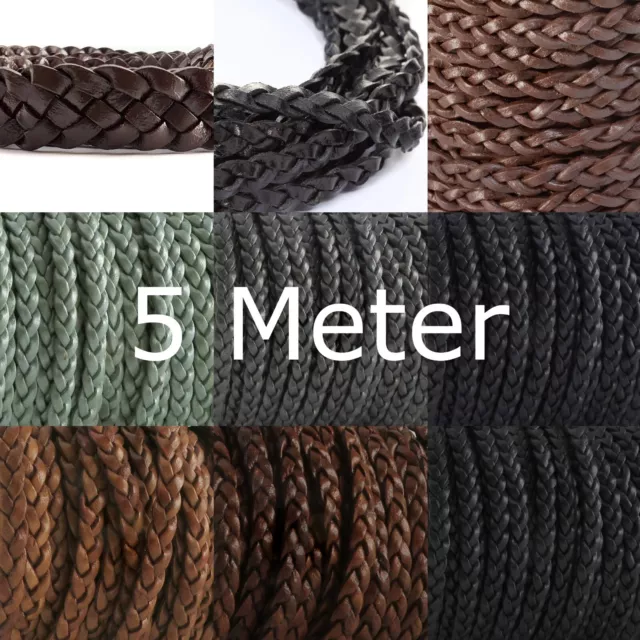 Correa de Cuero, Cuero Plano Trenzado - Ancho: 4mm, 5mm, 12mm-5 Metros