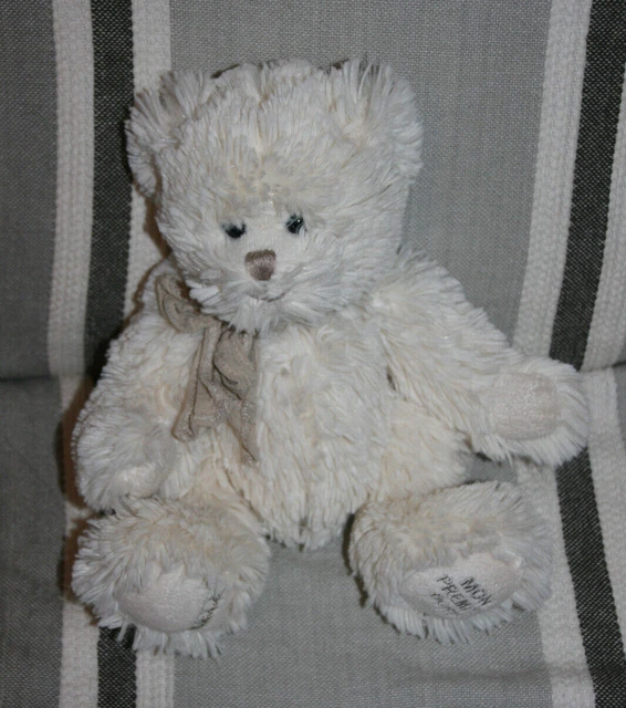 Bukowski Doudou Peluche Ours Blanc Mon Premier Ours Echarpe Beige Etat Neuf