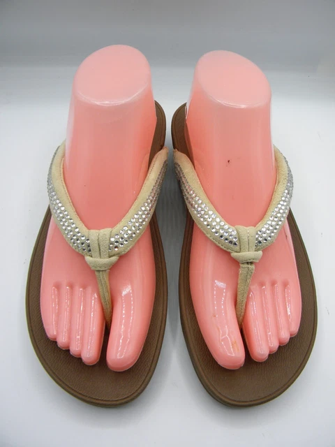 Fitflop Crystal Swirl Beige Thong Slip On Sandals Size 8 3