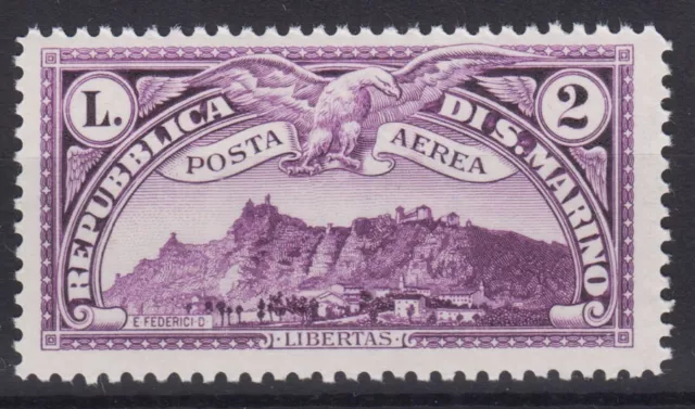 San Marino 1931 Posta Aerea Veduta 2 Lire N.4 G.i Mnh**