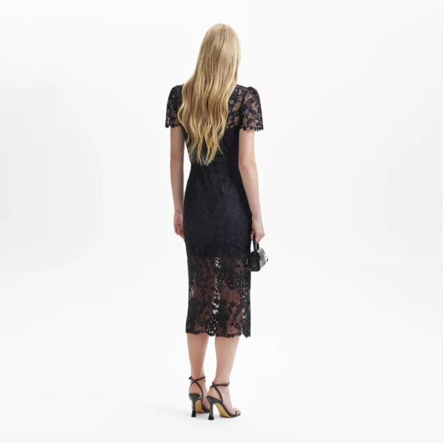 Self- portrait Black Lace Button Front Midi Dress 3