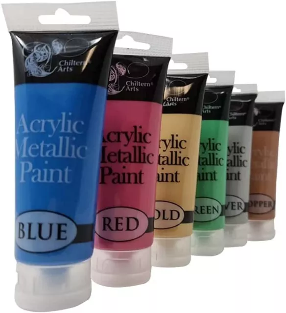 120ml Acrylic Artists Paint Tubes Metallic & Glitter Colours Art Painter Canvas