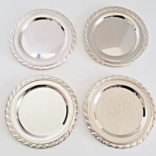 Set of 4 Oneida 6" Bread / Hors d’oeuvre Plates Silverplate with Rope Trim