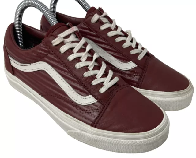 VANS Old Skool Leather Burgundy White Sneakers 7 Women’s Or Size Men’s 5.5