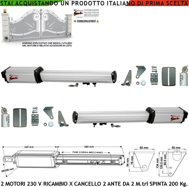 Automazione Cancelli 230v Motore Attuatore CAME ATI A3000 Per Cancelli Battenti - Portata 3 Metri, Alimentazione 230V Motore Per Cancelli Battente - Foto 7
