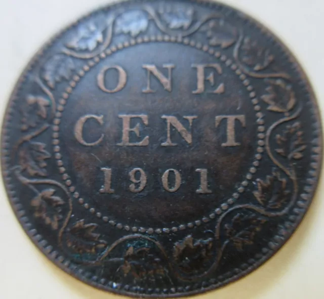 1901 Canada Large Cent Coin. VF NICE GRADE PENNY 1p 1c (PR)