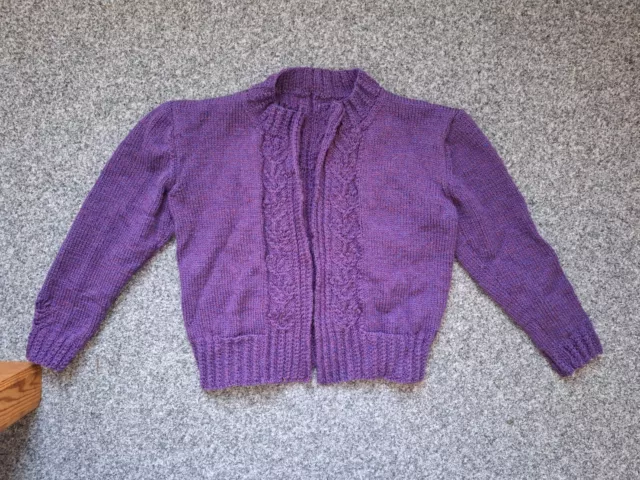 Gorgeous Hand Knitted Purle Chunky Cable Knit Cardigan One Size