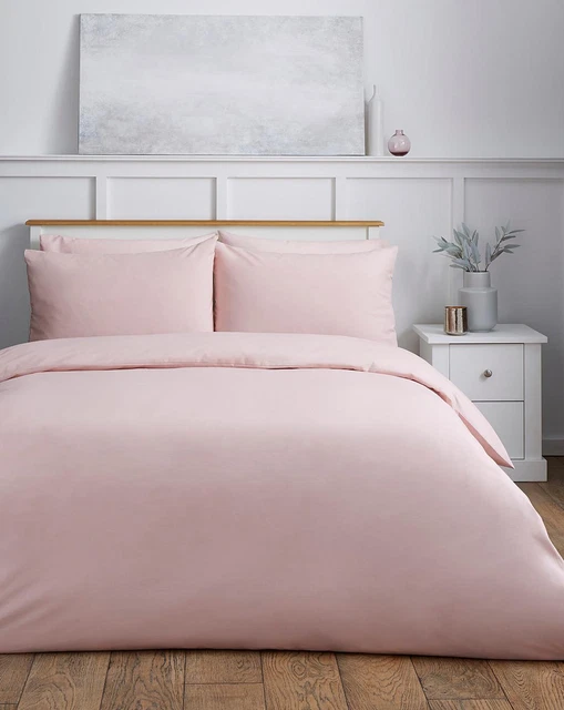 Funda edredón de cama individual fácil cuidado tinte liso mezcla de algodón 140x200 cm rubor