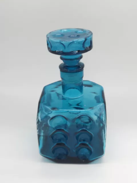 Carafe en verre bleu italien EMPOLI vintage | Basé sur le design 'Noppa' d’Erkki