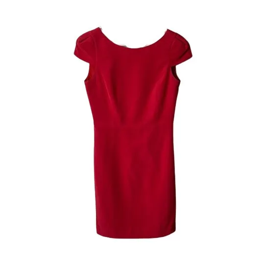 Tibi new york solid red silk cap sleeve open back mini dress womens 0